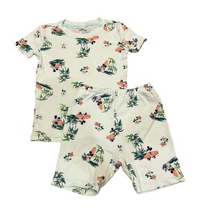 Janie & Jack x Disney Pajamas Tropical Mickey Mouse Green Surf Size 4 Palm Trees